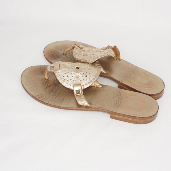 Jack Rogers Metallic Gold Sandals, Size 8 - Picture 3 of 6